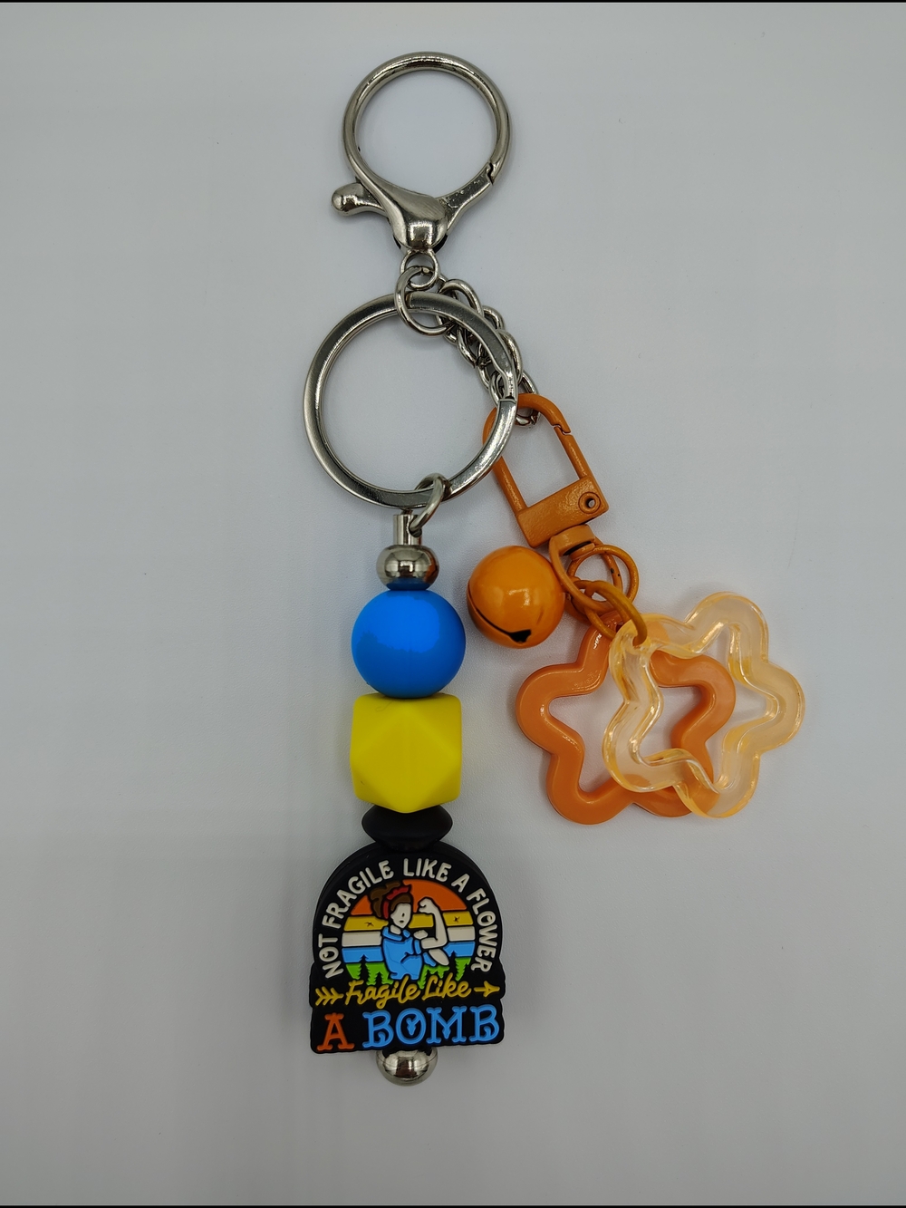 Handcrafted "Fragile Like a Bomb" Beaded Keychain / Bag Charm